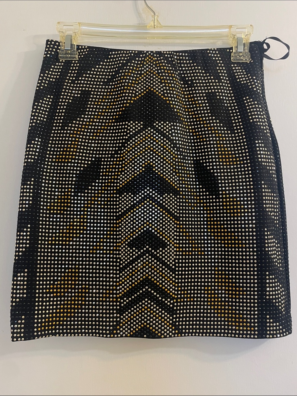 Romeo & Juliet Couture Black Mini Skirt with Gold & Silver Studs